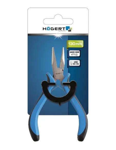 Cleste profesional de precizie, Hogert, cu nas lung, 130 mm, din otel rezistent cu maner bi-material antiderapant Hogert Technik Cleste profesional de precizie, Hogert, cu nas lung, 130 mm, din otel rezistent cu maner bi-material antiderapant Hogert Technik