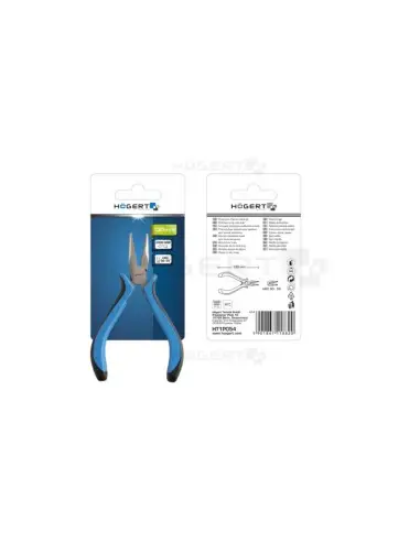 Cleste profesional de precizie, Hogert, cu nas lung, 130 mm, din otel rezistent cu maner bi-material antiderapant Hogert Technik Cleste profesional de precizie, Hogert, cu nas lung, 130 mm, din otel rezistent cu maner bi-material antiderapant Hogert Technik