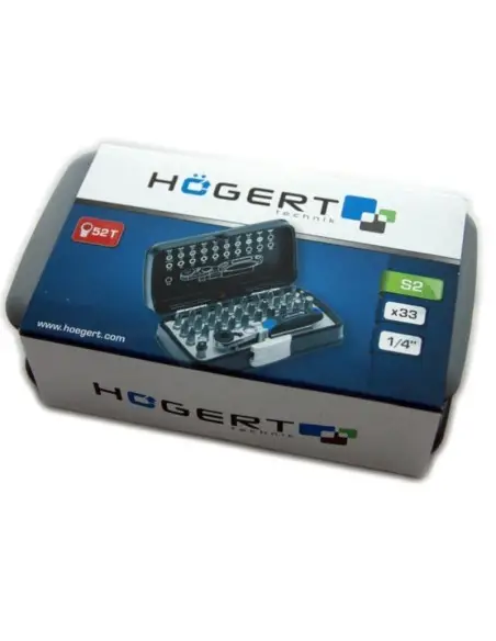 Set biti, Hogert, 1/4", cu antrenor cu clichet, 33 piese