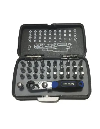 Set biti, Hogert, 1/4", cu antrenor cu clichet, 33 piese
