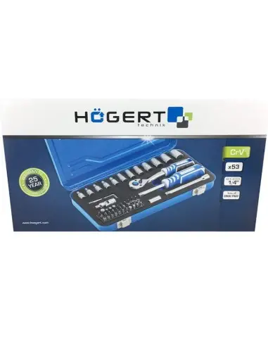 Trusa chei tubulare si biti, Hogert, 1/4", 53 piese Trusa chei tubulare si biti, Hogert, 1/4", 53 piese