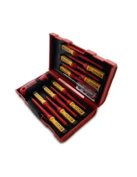 Set surubelnite electrician, Hogert, 1000 V, cu tester tensiune, 13 piese