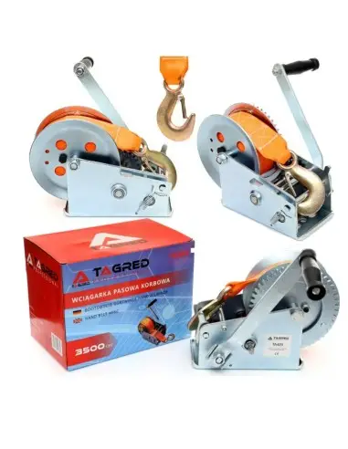 Troliu manual auto, Tagred, max 1588 kg, cu chinga 10m