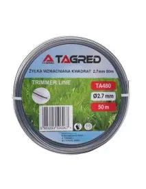 Fir motocoasa/ trimmer, Tagred, patrat, 2.7 mm x 50 m, insertie otel, gri, TA480