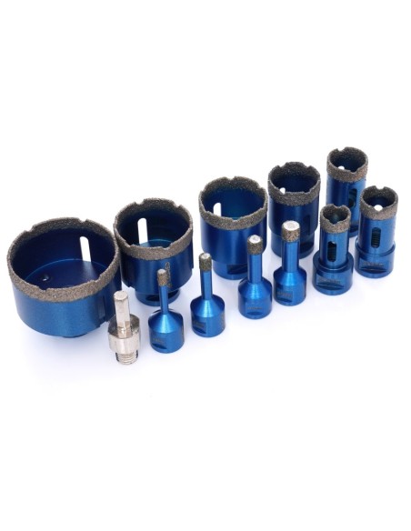 Set carote diamantate, Tagred, din otel, cu dimensiuni 6- 68 mm, filet M14 pentru o perforare rapida in materiale dure si moi. Set carote diamantate, Tagred, din otel, cu dimensiuni 6- 68 mm, filet M14 pentru o perforare rapida in materiale dure si moi.