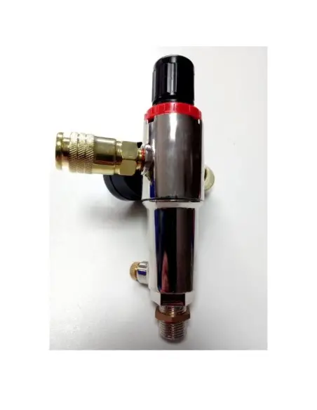 Reductor presiune aer cu filtru, pentru reglarea presiunii aerului de lucru in sistemele pneumatice.