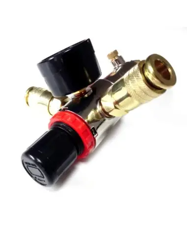 Reductor presiune aer cu filtru, pentru reglarea presiunii aerului de lucru in sistemele pneumatice.