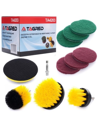 Set perii curatare pentru bormasina, Tagred, 10 piese, 1/4"