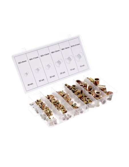 Set 150 piulite nituibile, din otel, M3, M4, M5, M6, M8, M10, Tagred. Set 150 piulite nituibile, din otel, M3, M4, M5, M6, M8, M10, Tagred.
