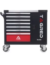 Dulap metalic echipat cu scule, profesional, Tagred, mobil, cu 7 sertare si 306 piese.