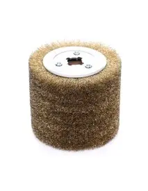Perie de sarma cilindrica pentru masina de slefuit sau satinat, Tagred, din alama, 120×100×19 mm.