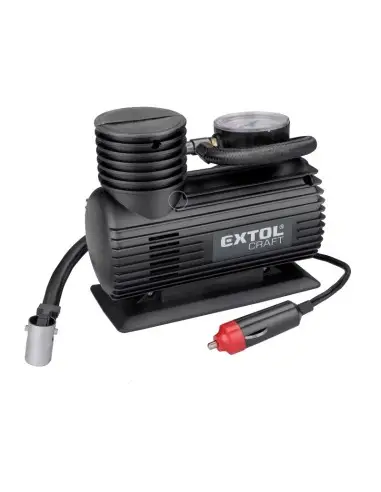 Mini compresor aer auto, Extol, 12 V, 250 PSI / 17 bar, cu 3 tipuri de terminale.