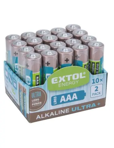 Set 20 baterii alcaline, Extol,ultra power, long life, 1,5 V AAA LR03 Set 20 baterii alcaline, Extol,ultra power, long life, 1,5 V AAA LR03