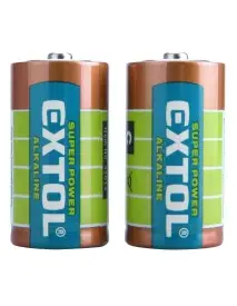 Set 2 baterii alcaline Extol, super power, 1,5 V, C, LR14, blister