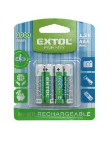 Set 4 baterii reincarcabile, Extol, AAA, HR03, 1.2 V, 1000 mAh, NiMh