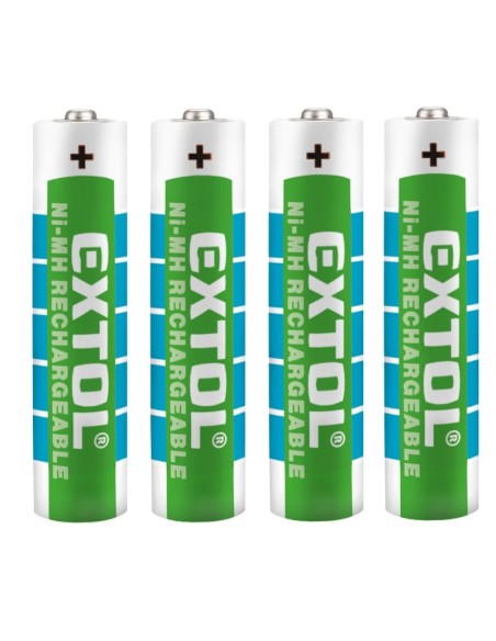 Set 4 baterii reincarcabile, Extol, AAA, HR03, 1.2 V, 1000 mAh, NiMh