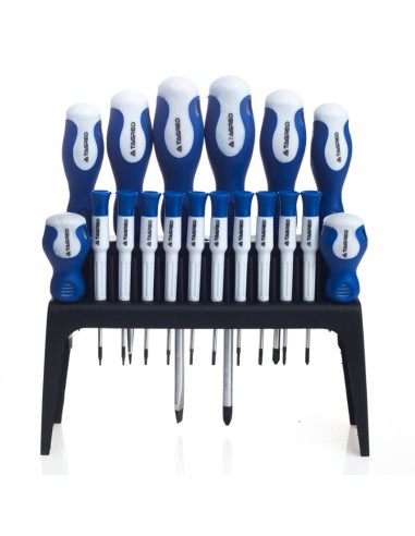 Set 18 surubelnite cu varf plat, Phillips si TORX, fabricate din otel Cr-V.