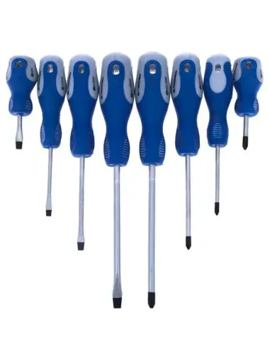 Set 18 surubelnite cu varf plat, Phillips si TORX, fabricate din otel Cr-V.