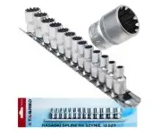 Set 13 chei tubulare, cu profil 1/4'', utilizate pentru strangerea sau slabirea suruburilor Torx, Spline.
