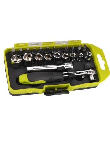 Trusa surubelnita cu clichet si biti, 23 buc, Extol, 1/4", 5-6mm, CrV