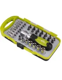 Trusa surubelnita si biti Extol, 30 piese, 1/4”, cruce, torx, hexagonal