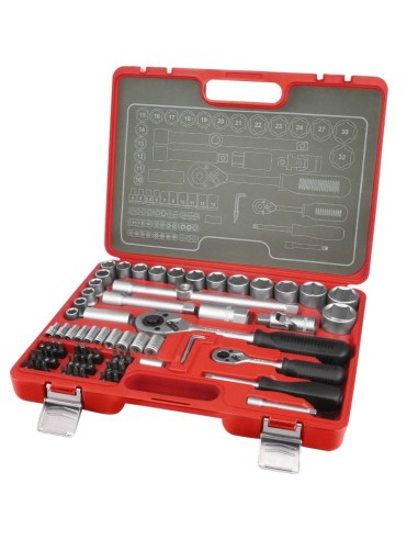 Trusa scule, Extol, chei, biti, surubelnite cu clichet 1/4 ", 1/2", 75 piese