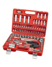 Trusa chei tubulare si biti, Extol, 4 - 32 mm, 1/4", 1/2", Cr-V, 94 piese, 6525