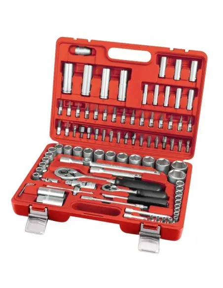 Trusa chei tubulare si biti, Extol, 4 - 32 mm, 1/4", 1/2", Cr-V, 94 piese