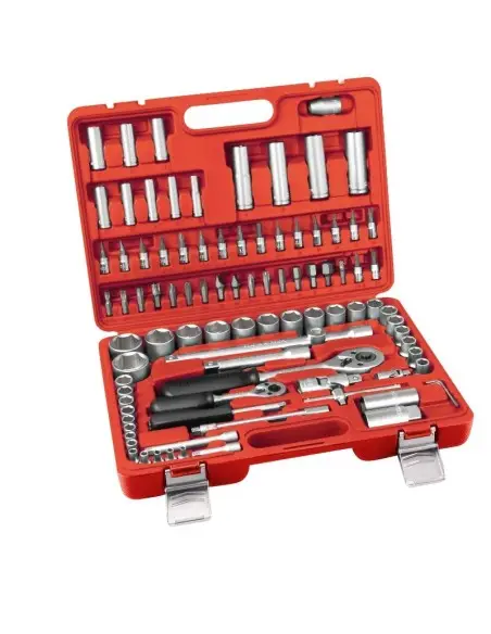 Trusa chei tubulare si biti, Extol, 4 - 32 mm, 1/4", 1/2", Cr-V, 94 piese
