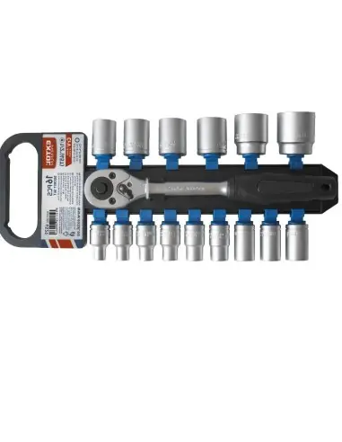Set cheie cu clichet, 1/2 ", Extol Premium, si capete chei tubulare, 16 piese Set cheie cu clichet, 1/2 ", Extol Premium, si capete chei tubulare, 16 piese