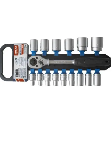Set cheie cu clichet, 1/2 ", Extol Premium, si capete chei tubulare, 16 piese Set cheie cu clichet, 1/2 ", Extol Premium, si capete chei tubulare, 16 piese