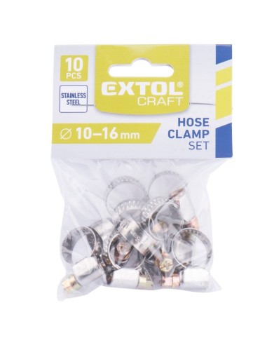 Set 10 coliere pentru furtun, Extol, inox, 10 - 16 mm Set 10 coliere pentru furtun, Extol, inox, 10 - 16 mm