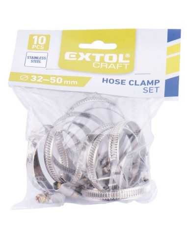 Set 10 coliere pentru furtun, Extol, inox, 40 - 60 mm