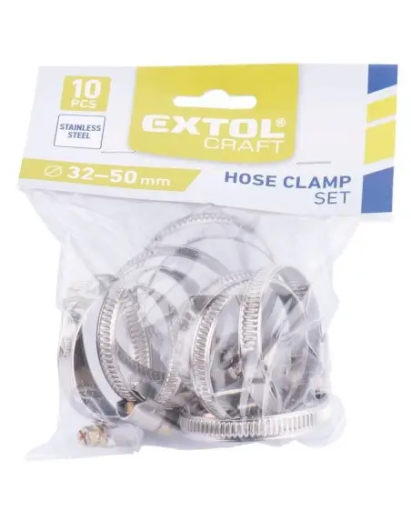 Set 10 coliere pentru furtun, Extol, inox, 40 - 60 mm