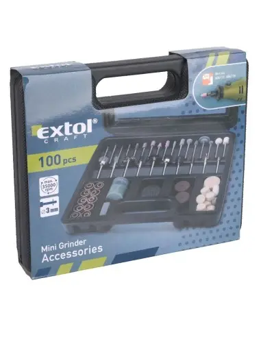 Set de 100 accesorii pentru polizor drept, Extol, 3,2 ax 3,2 mm Set de 100 accesorii pentru polizor drept, Extol, 3,2 ax 3,2 mm