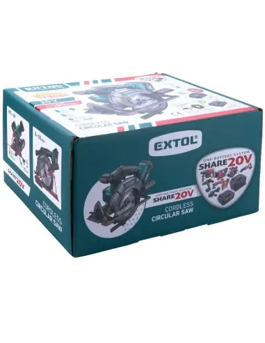 Fierastrau circular fara fir Extol, cu baterie 20 V Li-ion, 2000 mAh