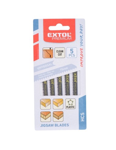 Set 5 lame ferastrau vertical, Extol Premium, 75 x 2,5 mm, HCS Set 5 lame ferastrau vertical, Extol Premium, 75 x 2,5 mm, HCS
