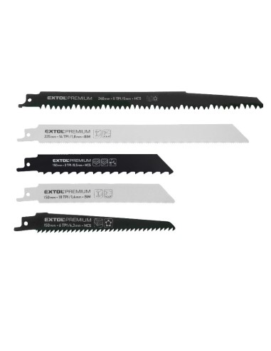 Set 5 lame ferastrau vertical, mix, Extol Premium, Bi-metal, HCS Set 5 lame ferastrau vertical, mix, Extol Premium, Bi-metal, HCS