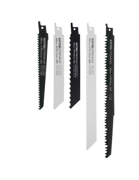 Set 5 lame ferastrau vertical, mix, Extol Premium, Bi-metal, HCS Set 5 lame ferastrau vertical, mix, Extol Premium, Bi-metal, HCS