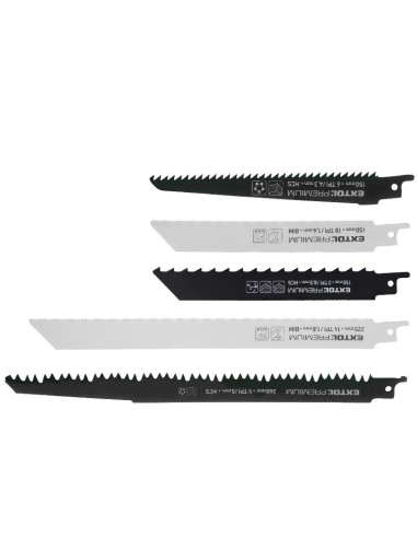 Set 5 lame ferastrau vertical, mix, Extol Premium, Bi-metal, HCS Set 5 lame ferastrau vertical, mix, Extol Premium, Bi-metal, HCS