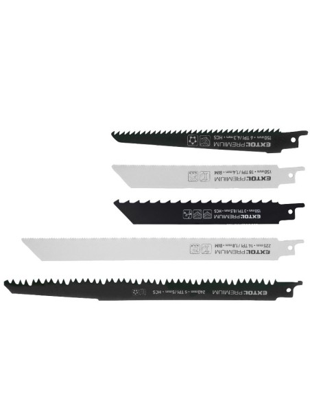Set 5 lame ferastrau vertical, mix, Extol Premium, Bi-metal, HCS Set 5 lame ferastrau vertical, mix, Extol Premium, Bi-metal, HCS