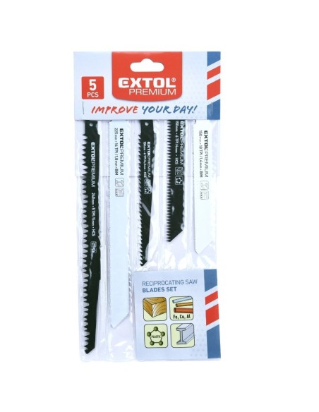 Set 5 lame ferastrau vertical, mix, Extol Premium, Bi-metal, HCS Set 5 lame ferastrau vertical, mix, Extol Premium, Bi-metal, HCS
