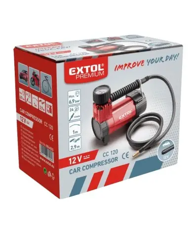 Compresor auto portabil, Extol Premium, 12 V, 6.9 bar