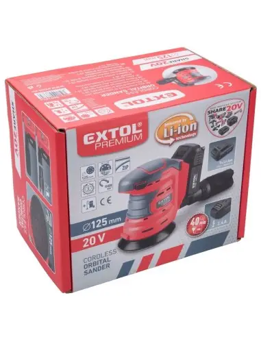 Polizor excentric, Extol Premium, 125 mm, SHARE20V, fara baterie si incarcator Polizor excentric, Extol Premium, 125 mm, SHARE20V, fara baterie si incarcator