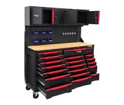 Set mobilier pentru atelier cu 19 sertare, Kraft&Dele, 6 roti, panouri perforate, KD5865