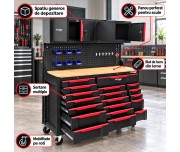 Set mobilier pentru atelier cu 19 sertare, Kraft&Dele, 6 roti, panouri perforate, KD5865