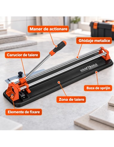 Masina pentru taiat faianta si gresie, Kraft&Dele, manuala, 600 mm, grosime 10 mm, KD11948