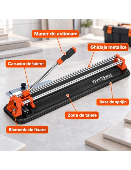 Masina pentru taiat faianta si gresie, Kraft&Dele, manuala, 600 mm, grosime 10 mm, KD11948