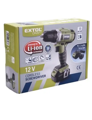 Bormasina fara fir, Extol, 12 V Li-ion, 1300 mAh, 18 Nm, 1 kg Bormasina fara fir, Extol, 12 V Li-ion, 1300 mAh, 18 Nm, 1 kg