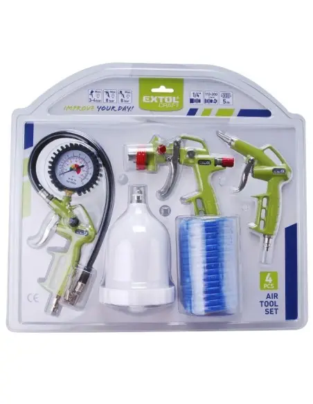 Set compresor anvelope, Extol Craft, 4 buc